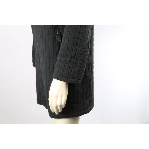 Vintage FENDI Jeans Roma Amor Black Quilted Zip Midi Jacket Size 42 - Picture 8 of 16